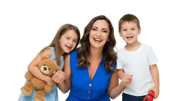 A happy doctor with children, showcasing a positive emotion.
